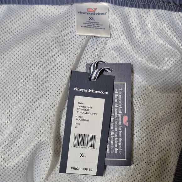 Vineyard Vines Island Chappy Swim Trunk Blue Stripe Lined Board Short XL Pockets - Picture 7 of 10